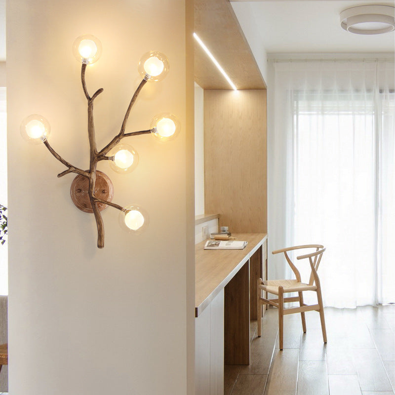 Lampe murale à 6 lumières avec globe en fer et verre créatif contemporain pour chambre et salon 