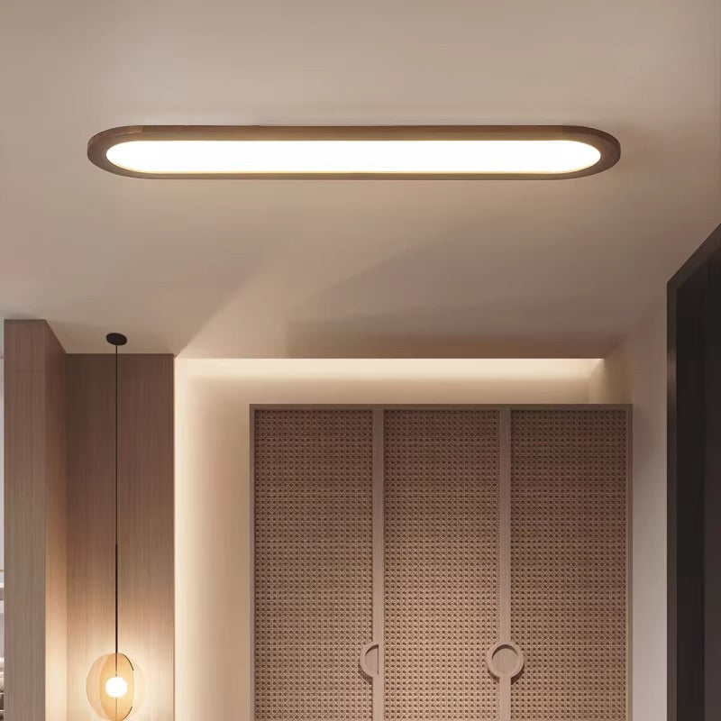 Lustre encastré LED ovale long en fer et acrylique vintage traditionnel pour couloir, chambre et salon 