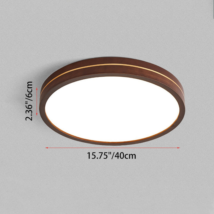 Modern Minimalist Wood, Aluminum &amp; Acrylic Round LED Flush Mount Ceiling Light For Bedroom &amp; Living Room