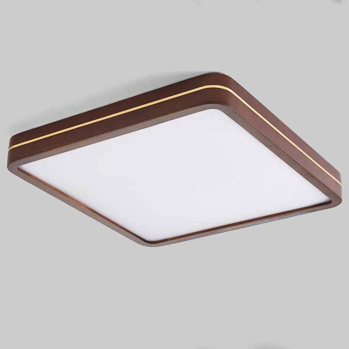 Modern Minimalist Wood, Aluminum &amp; Acrylic Square &amp; Rectangular LED Flush Mount Ceiling Light For Bedroom &amp; Living Room
