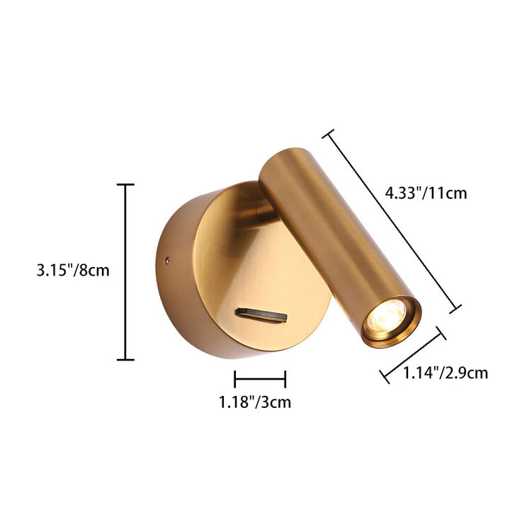Moderne minimalistische Wandlampe aus Stahl &amp; Aluminium mit rundem LED-Design und verstellbarem Kopf für Schlafzimmer &amp; Wohnzimmer 