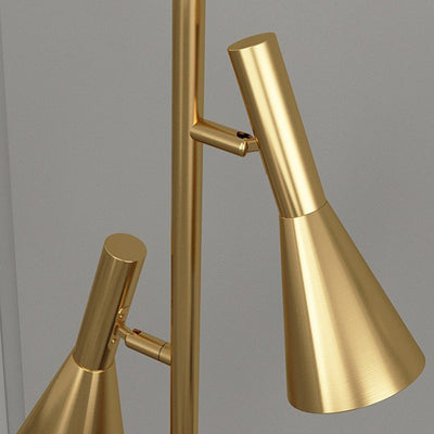 Lampe de sol contemporaine nordique en fer et marbre cône à 2 lumières avec angle réglable pour chambre et salon 