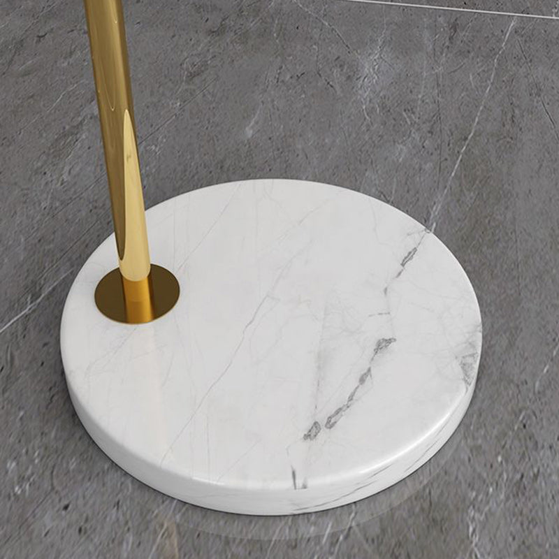 Contemporary Nordic Iron, Marble & Glass Round 1-Light Standing Floor Lamp With Adjustable Head For Living Room & Bedroom