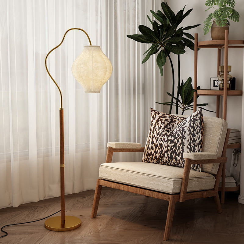 Lampe de sol traditionnelle française en métal et tissu ovale à 1 lumière pour salon et chambre 