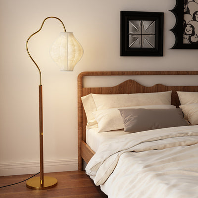 Lampe de sol traditionnelle française en métal et tissu ovale à 1 lumière pour salon et chambre 