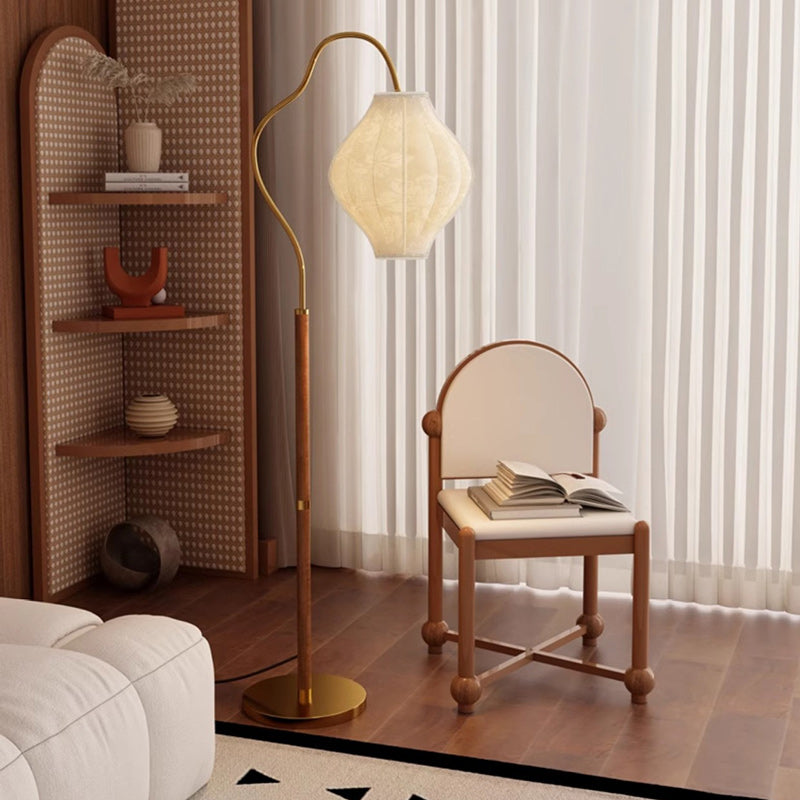 Lampe de sol traditionnelle française en métal et tissu ovale à 1 lumière pour salon et chambre 