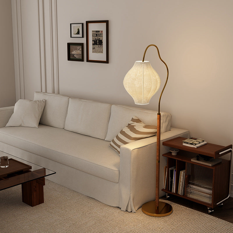 Lampe de sol traditionnelle française en métal et tissu ovale à 1 lumière pour salon et chambre 