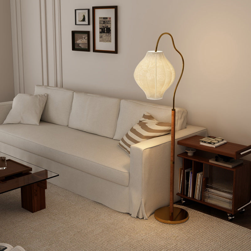 Lampe de sol traditionnelle française en métal et tissu ovale à 1 lumière pour salon et chambre 