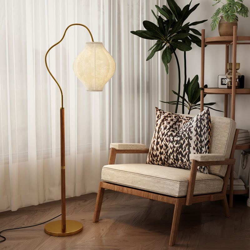 Lampe de sol traditionnelle française en métal et tissu ovale à 1 lumière pour salon et chambre 