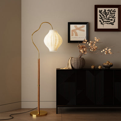 Lampe de sol traditionnelle française en métal et tissu ovale à 1 lumière pour salon et chambre 