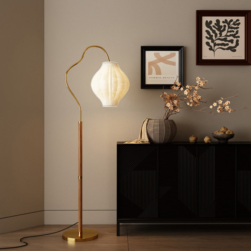 Lampe de sol traditionnelle française en métal et tissu ovale à 1 lumière pour salon et chambre 