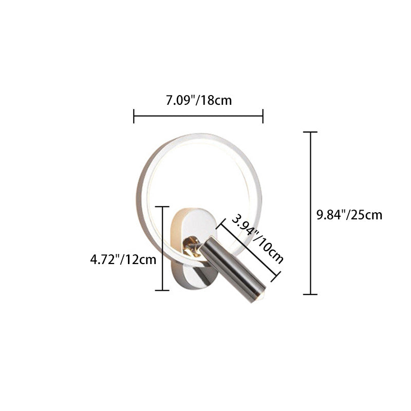 Contemporary Nordic Aluminum Iron &amp; Silicone Round LED Wall Sconce Lamp With Adjustable Spotlight For Bedroom &amp; Living Room