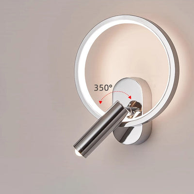 Applique murale LED ronde en aluminium, fer et silicone nordique contemporain avec projecteur réglable pour chambre à coucher et salon 