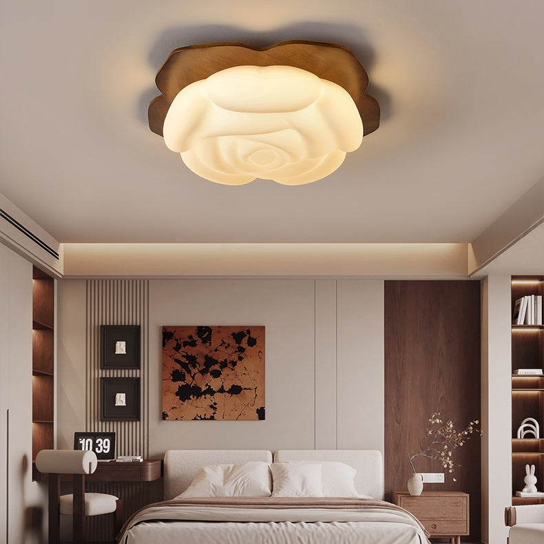 Contemporain Créatif Bois, PE &amp; Fer Floral LED Plafonnier pour Chambre &amp; Salon 