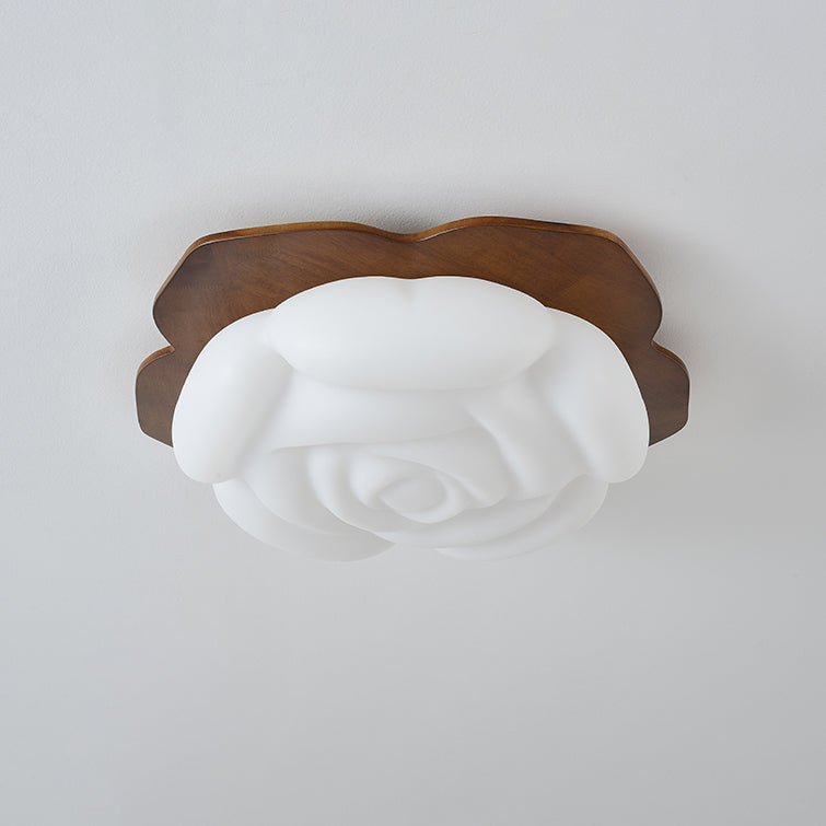 Contemporain Créatif Bois, PE &amp; Fer Floral LED Plafonnier pour Chambre &amp; Salon 