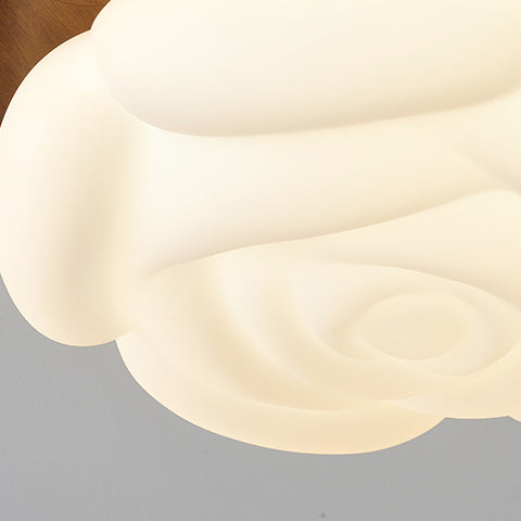 Contemporain Créatif Bois, PE &amp; Fer Floral LED Plafonnier pour Chambre &amp; Salon 