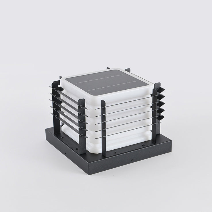 Modern Minimalist Metal, Rotomolded &amp; Acrylic Square LED Outdoor Light With Solar &amp; Waterproof Design For Garden &amp; Patio