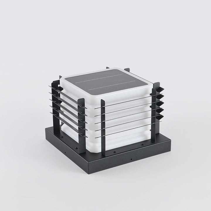 Modern Minimalist Metal, Rotomolded &amp; Acrylic Square LED Outdoor Light With Solar &amp; Waterproof Design For Garden &amp; Patio