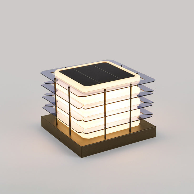 Modern Minimalist Metal, Rotomolded &amp; Acrylic Square LED Outdoor Light With Solar &amp; Waterproof Design For Garden &amp; Patio