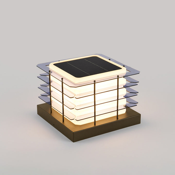 Modern Minimalist Metal, Rotomolded &amp; Acrylic Square LED Outdoor Light With Solar &amp; Waterproof Design For Garden &amp; Patio
