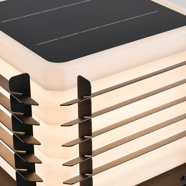 Modern Minimalist Metal, Rotomolded &amp; Acrylic Square LED Outdoor Light With Solar &amp; Waterproof Design For Garden &amp; Patio