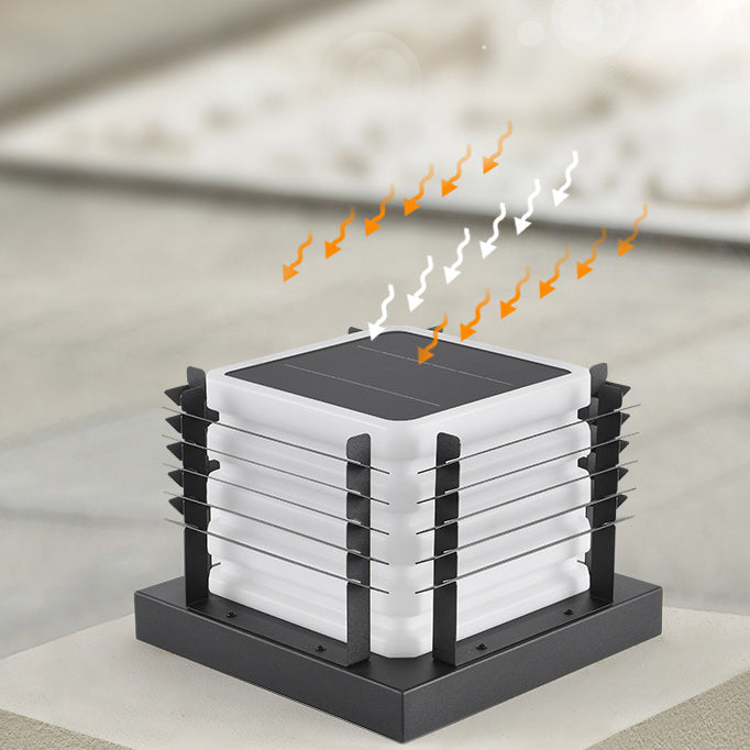 Modern Minimalist Metal, Rotomolded &amp; Acrylic Square LED Outdoor Light With Solar &amp; Waterproof Design For Garden &amp; Patio