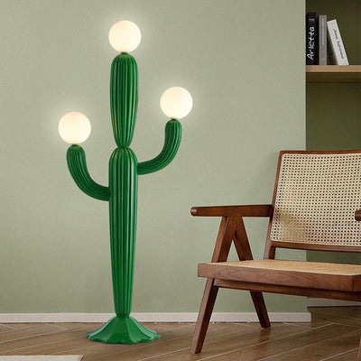 Zeitgenössische kreative Harz- & Glas-Kaktus-förmige 3-Licht-Stehlampe für Schlafzimmer & Wohnzimmer 