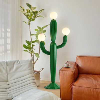 Zeitgenössische kreative Harz- & Glas-Kaktus-förmige 3-Licht-Stehlampe für Schlafzimmer & Wohnzimmer 