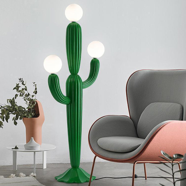 Zeitgenössische kreative Harz- & Glas-Kaktus-förmige 3-Licht-Stehlampe für Schlafzimmer & Wohnzimmer 