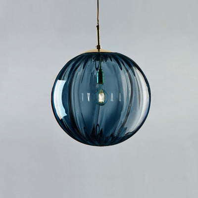 Suspension ronde 1 lumière en verre et métal nordique contemporain pour chambre et salon 