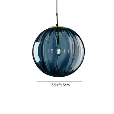 Suspension ronde 1 lumière en verre et métal nordique contemporain pour chambre et salon 