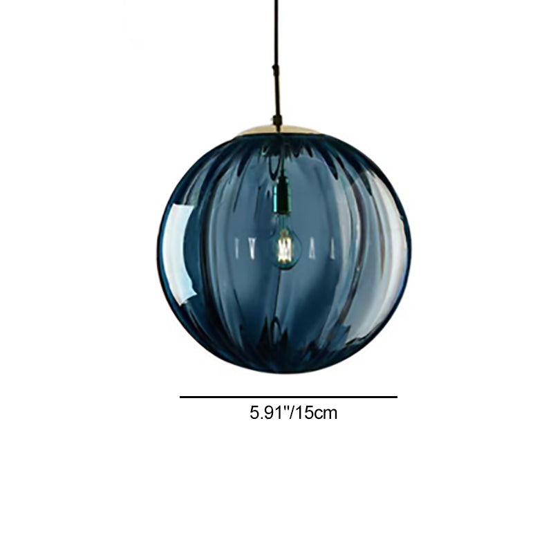 Suspension ronde 1 lumière en verre et métal nordique contemporain pour chambre et salon 