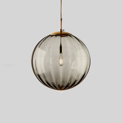 Suspension ronde 1 lumière en verre et métal nordique contemporain pour chambre et salon 