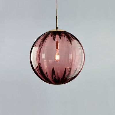 Suspension ronde 1 lumière en verre et métal nordique contemporain pour chambre et salon 