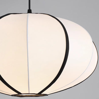 Traditional Japanese Satin & Metal Oval 1-Light Pendant Light For Bedroom, Dining & Living Room