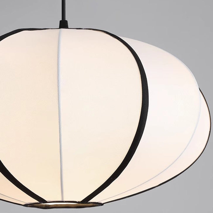 Traditional Japanese Satin & Metal Oval 1-Light Pendant Light For Bedroom, Dining & Living Room