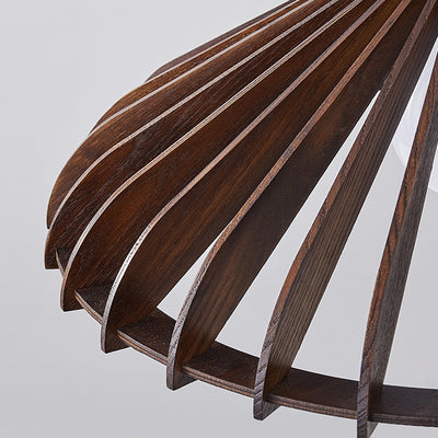 Cono de Paraguas de Madera y Latón Japonés Tradicional con 1 Luz Colgante para Comedor, Dormitorio y Sala de Estar 