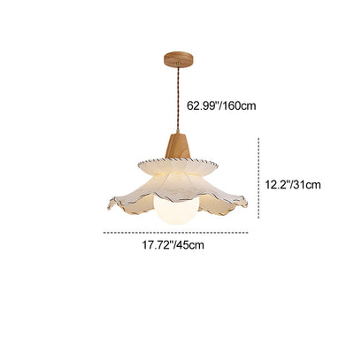 Tissu traditionnel français & bois floral 1-lumière suspension pour salle à manger, chambre & salon 