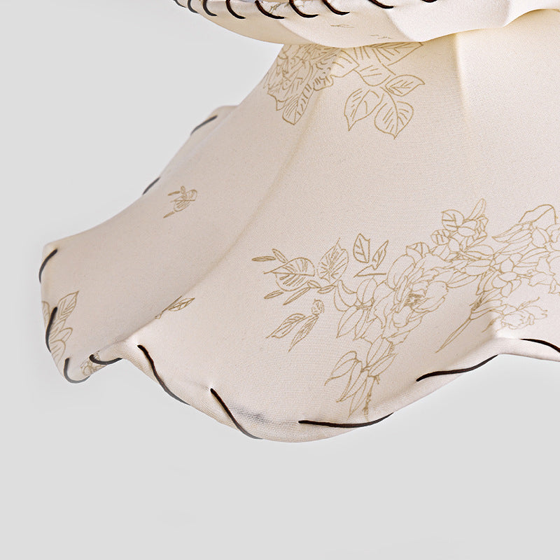 Tissu traditionnel français & bois floral 1-lumière suspension pour salle à manger, chambre & salon 