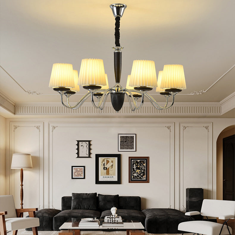 Lustre rond en bois de fer traditionnel français à 6/8 lumières pour chambre et salon 