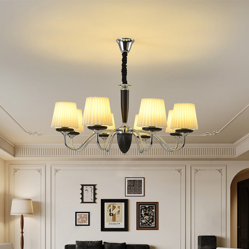 Lustre rond en bois de fer traditionnel français à 6/8 lumières pour chambre et salon 