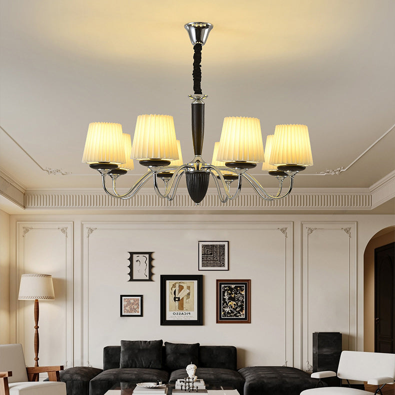 Lustre rond en bois de fer traditionnel français à 6/8 lumières pour chambre et salon 