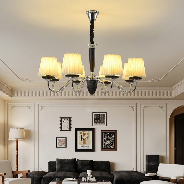 Lustre rond en bois de fer traditionnel français à 6/8 lumières pour chambre et salon 