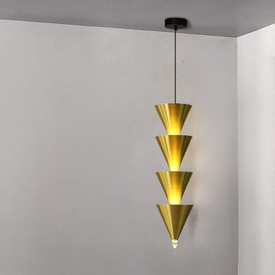 Suspension LED en métal et acrylique en forme de sablier conique nordique contemporain pour chambre et salon 