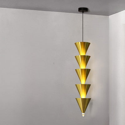 Suspension LED en métal et acrylique en forme de sablier conique nordique contemporain pour chambre et salon 