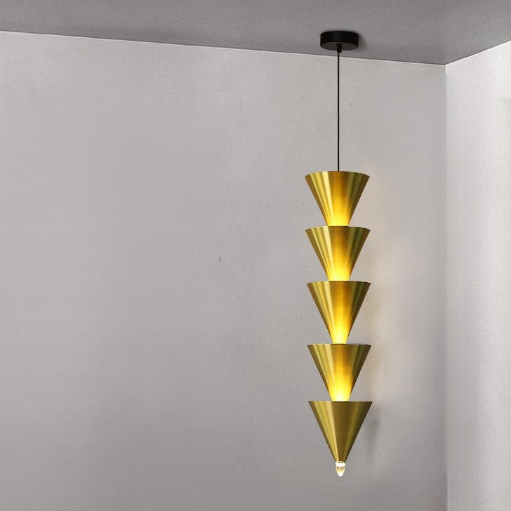 Suspension LED en métal et acrylique en forme de sablier conique nordique contemporain pour chambre et salon 