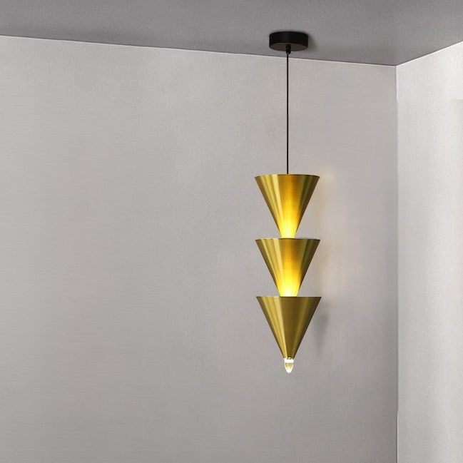 Suspension LED en métal et acrylique en forme de sablier conique nordique contemporain pour chambre et salon 