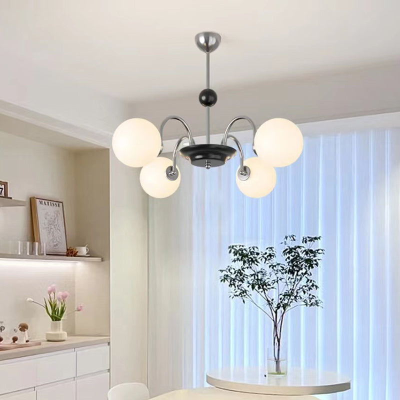 Chandelier Contemporain en Métal et Verre Nordique Rond à 3/4/5/6/8 Lumières pour Chambre et Salon 