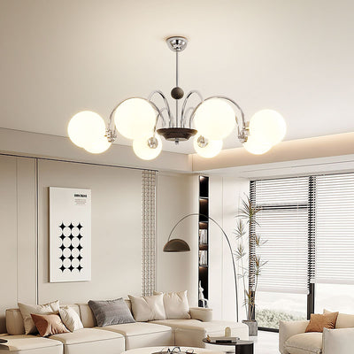 Chandelier Contemporain en Métal et Verre Nordique Rond à 3/4/5/6/8 Lumières pour Chambre et Salon 
