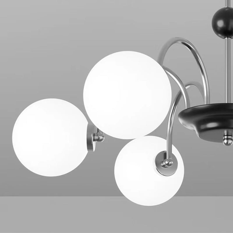 Chandelier Contemporain en Métal et Verre Nordique Rond à 3/4/5/6/8 Lumières pour Chambre et Salon 